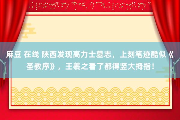 麻豆 在线 陕西发现高力士墓志，上刻笔迹酷似《圣教序》，王羲之看了都得竖大拇指！