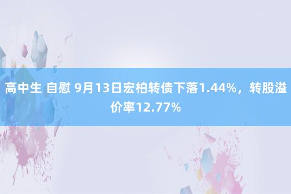 高中生 自慰 9月13日宏柏转债下落1.44%，转股溢价率12.77%