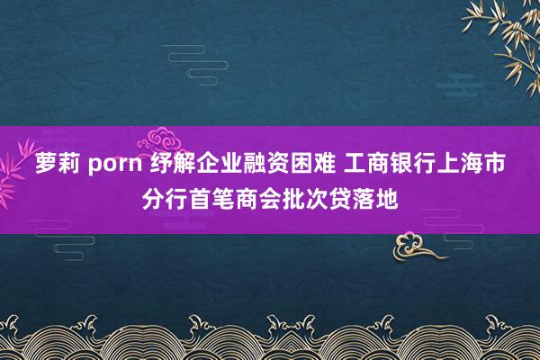 萝莉 porn 纾解企业融资困难 工商银行上海市分行首笔商会批次贷落地