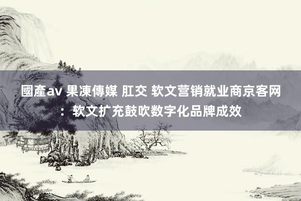 國產av 果凍傳媒 肛交 软文营销就业商京客网：软文扩充鼓吹数字化品牌成效