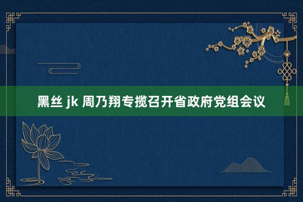 黑丝 jk 周乃翔专揽召开省政府党组会议