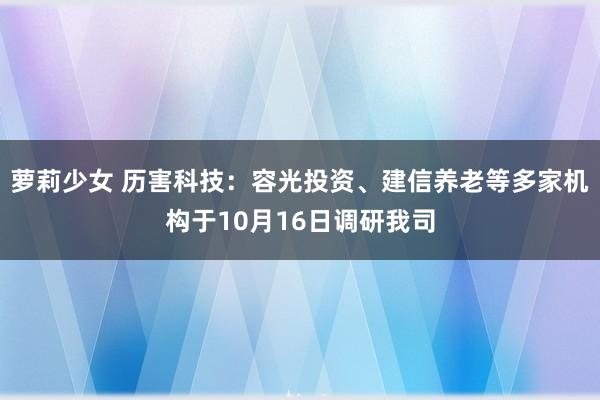 萝莉少女 历害科技：容光投资、建信养老等多家机构于10月16日调研我司