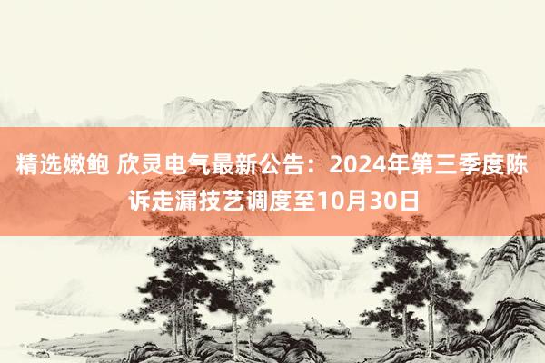 精选嫩鲍 欣灵电气最新公告：2024年第三季度陈诉走漏技艺调度至10月30日