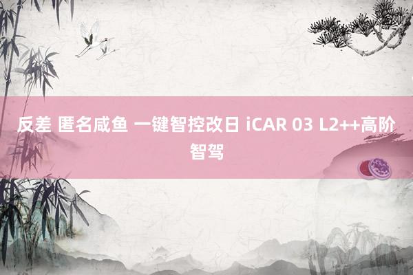 反差 匿名咸鱼 一键智控改日 iCAR 03 L2++高阶智驾