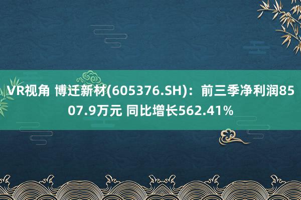 VR视角 博迁新材(605376.SH)：前三季净利润8507.9万元 同比增长562.41%