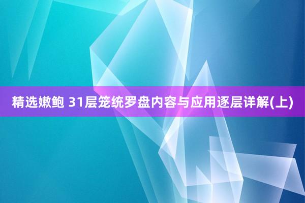 精选嫩鲍 31层笼统罗盘内容与应用逐层详解(上)