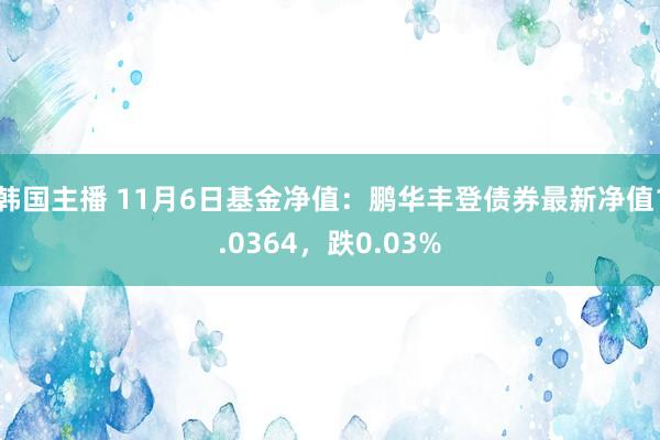 韩国主播 11月6日基金净值：鹏华丰登债券最新净值1.0364，跌0.03%